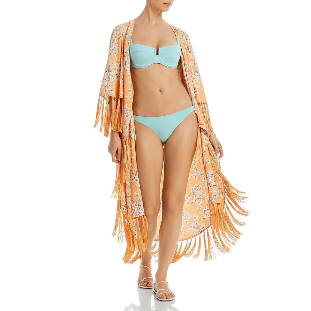 Cinq a Sept Coverup Trailing Orchid Stefe Floral Peach Orange Size XS Small - Picture 2 of 8